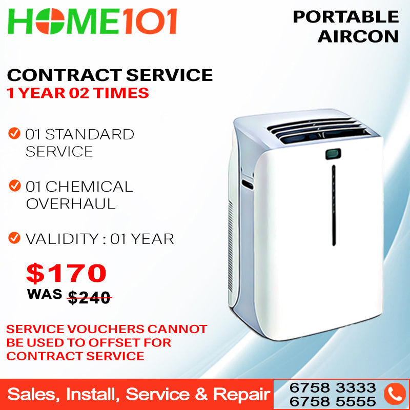 Portable Aircon Contract Servicing - 1x Standard Servicing + 1x Chemical Servicing