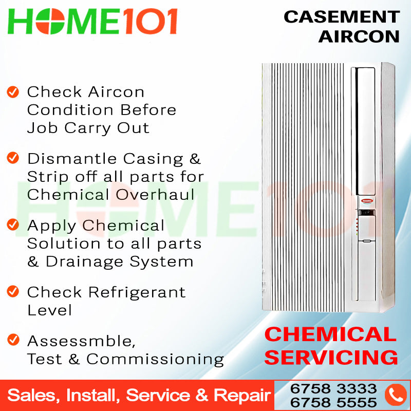 Casement Aircon Contract Servicing - 1x Standard Servicing + 1x Chemical Servicing