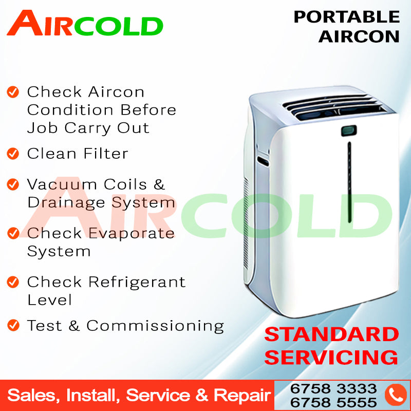 Portable Aircon Standard Servicing 9000BTU - 20000BTU